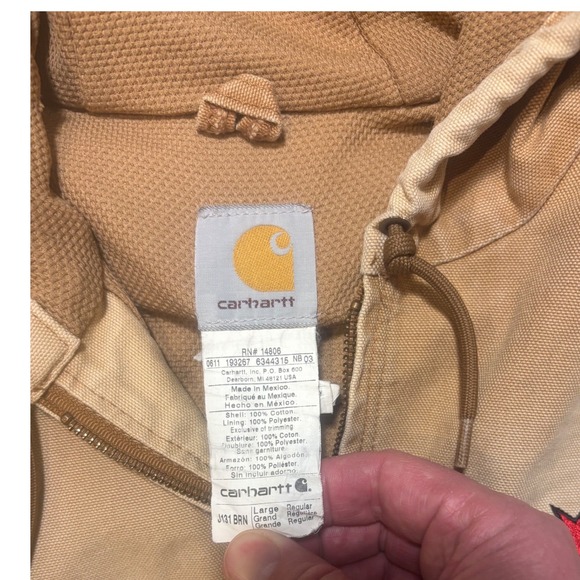 Carhartt Mens J131 BRN Active Jacket Brown Duck Canvas Distressed Large Faded - Picture 2 of 8